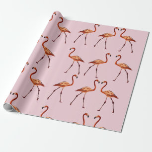 Papel De Presente Papel de enrolamento de Flamingos rosa
