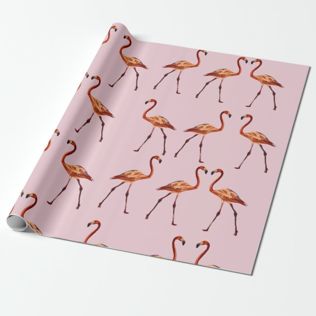 Papel De Presente Papel de enrolamento de Flamingos rosa (Desenrolado)