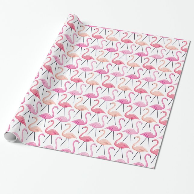 Papel De Presente Papel de enrolamento de Flamingos rosa (Desenrolado)