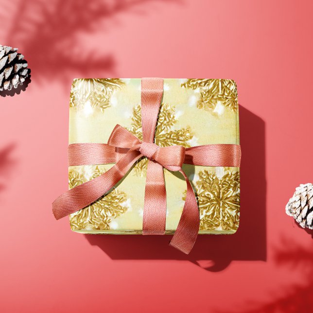 Papel De Presente Papel de enrolamento de flocos de neve Dourados re (Criador carregado)