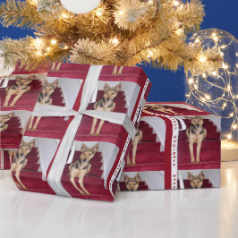 Papel De Presente Papel de enrolamento de German shepherd de feriado