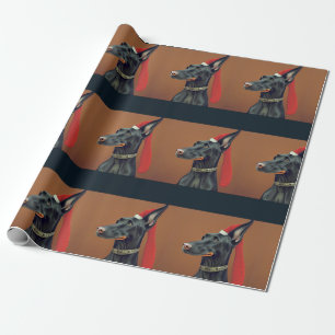 Papel De Presente Papel de enrolamento de Natal Doberman Pinscher