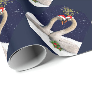 Papel De Presente Papel de enrolamento de Natal dos Cisnes Sazonais