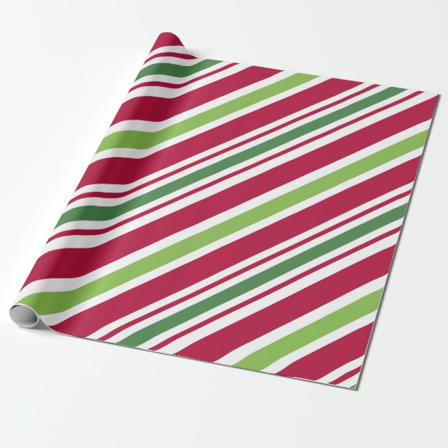 Papel De Presente Papel de enrolamento de Natal em Stripe Negrito (Desenrolado)
