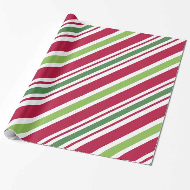 Papel De Presente Papel de enrolamento de Natal em Stripe Negrito (Desenrolado)