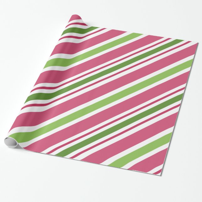 Papel De Presente Papel de enrolamento de Natal em Stripe Rosa (Desenrolado)