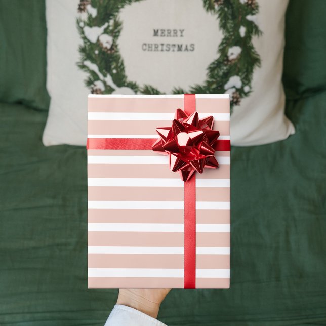 Papel De Presente Papel de enrolamento de Natal em tiras Rosa Modern (Criador carregado)