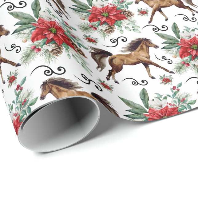 Papel De Presente Papel de enrolamento de Natal para Cavalos Elegant (Ponta do rolo)