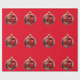 Papel De Presente Papel de enrolamento de ornamentos vermelhos