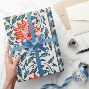 Papel De Presente Papel de enrolamento de padrão floral