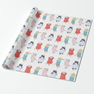 Papel De Presente Papel de enrolamento de PAJAMAS CATS