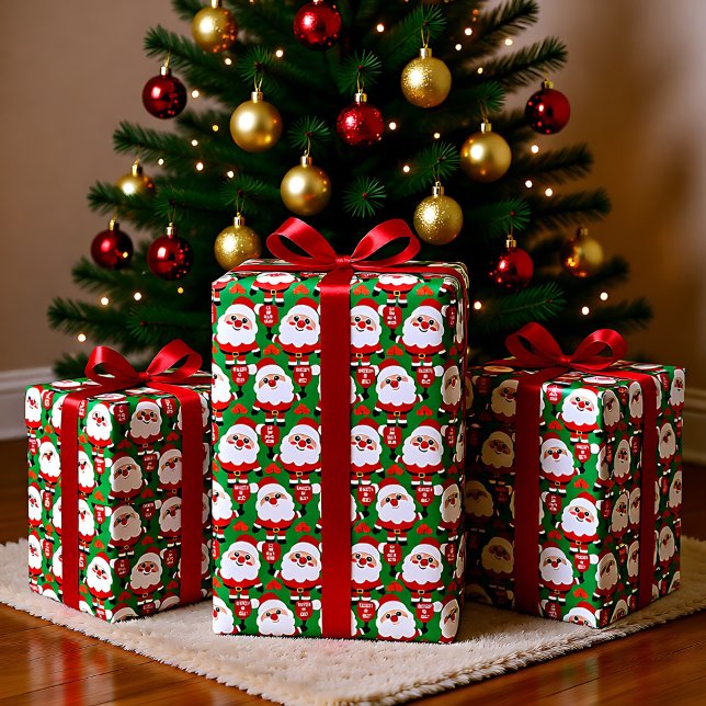 Papel De Presente Papel de enrolamento de Papais noeis de picleball (Pickleball Santa Wrapping Paper)