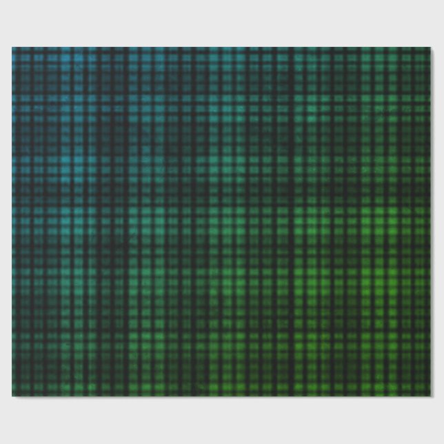 Papel De Presente Papel de enrolamento de Xadrez azul verde (Aberto)