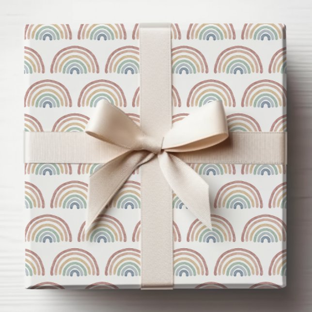Papel De Presente Papel de enrolamento do arco-íris Boho (Colorful Boho Rainbow Wrapping Paper by Painted Paperie
)