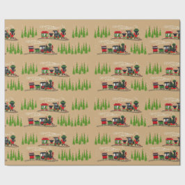 Papel De Presente Papel de enrolamento do comboio de Natal