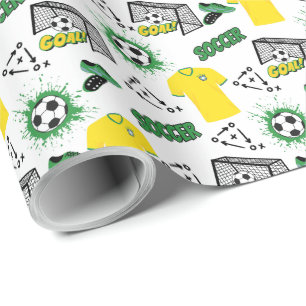 Papel De Presente Papel de enrolamento do futebol