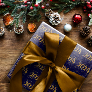 Papel De Presente Papel de enrolamento do Marinho para o ano 2024