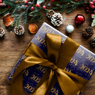 Papel De Presente Papel de enrolamento do Marinho para o ano 2024