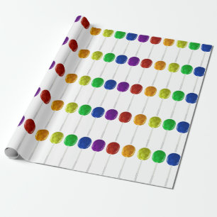 Papel De Presente Papel de enrolamento do Rainbow Lollipop