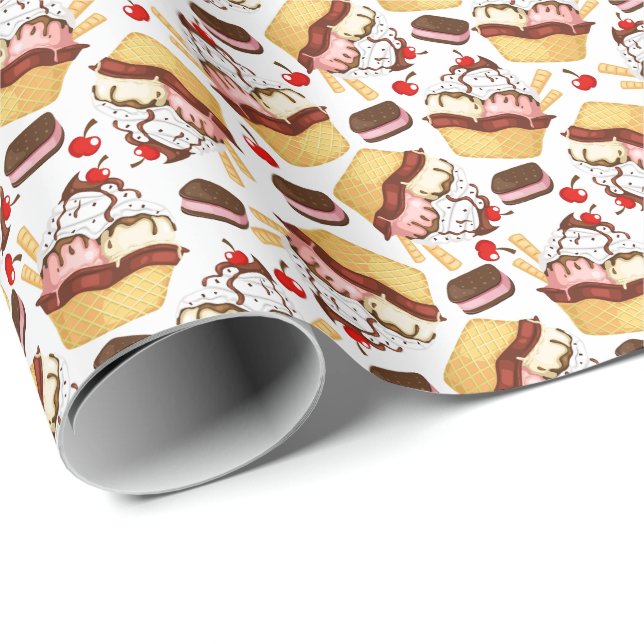Papel De Presente Papel de enrolamento do sorvete Sundae (Ponta do rolo)