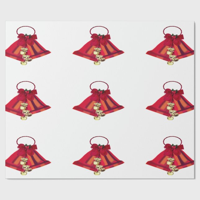 Papel De Presente Papel de enrolamento dos sinos vermelhos e Dourado (Aberto)