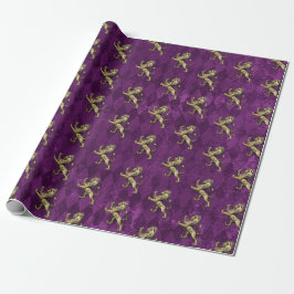 Papel De Presente Papel de enrolamento Dourado do leão roxo real