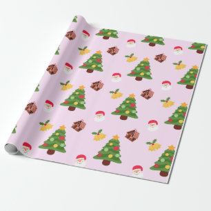 Papel De Presente Papel de enrolamento em árvore de Natal, rosa-bran