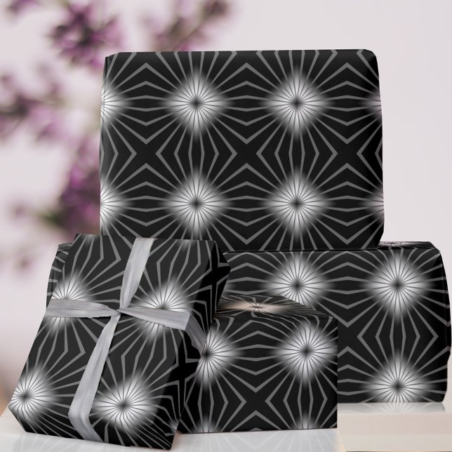 Papel De Presente Papel de enrolamento geométrico preto branco-preto (Funky black and white abstract wrapping paper just for you)