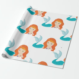 Papel De Presente Papel de enrolamento laranja de Mermaid Party