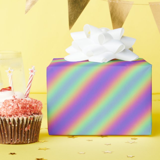 Papel De Presente Papel de enrolamento Neon Glow Rainbow Stripe (Festa de aniversário)