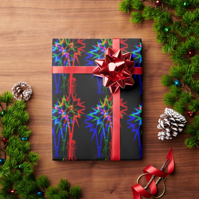 Papel De Presente Papel de enrolamento Neon Star (Presente de Natal)