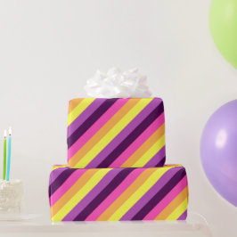 Papel De Presente Papel de enrolamento para tiras retro roxas, cor-d