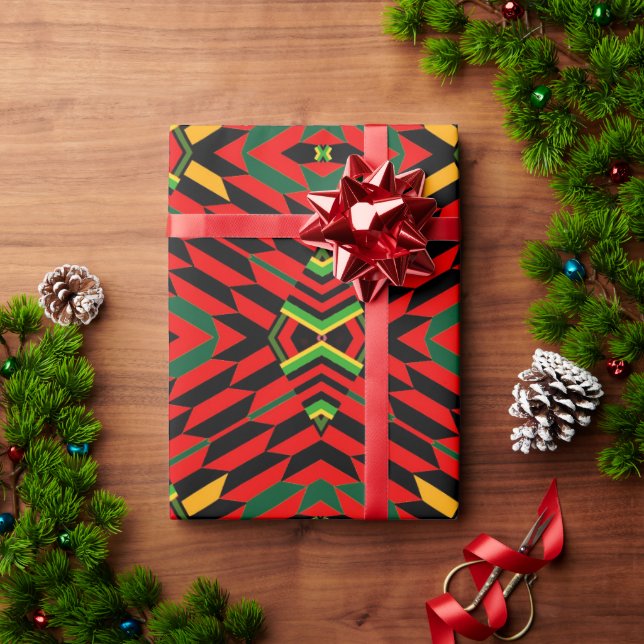 Papel De Presente Papel de enrolamento Red Modern Kente Impressão (Presente de Natal)
