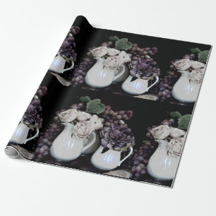 Papel De Presente Papel de enrolamento Rl 6' Pitchers, Uvas e Flores