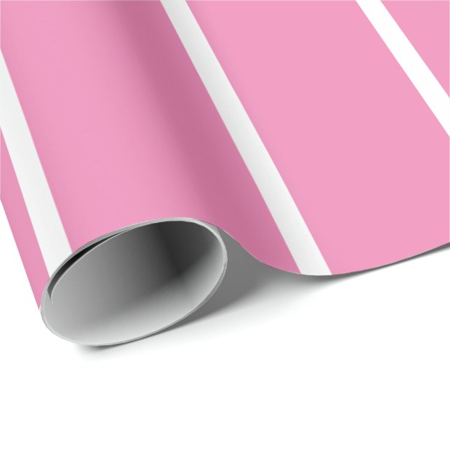 Papel De Presente Papel de enrolamento - Rosa com uma faixa branca (Ponta do rolo)