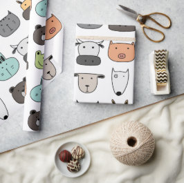 Papel De Presente Papel de enrolamento - Rostos de animais