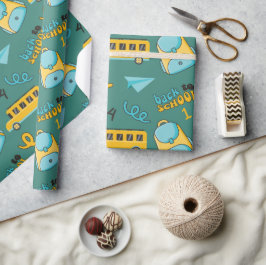 Papel De Presente Papel de enrolamento sem costura: avião, mochila, 