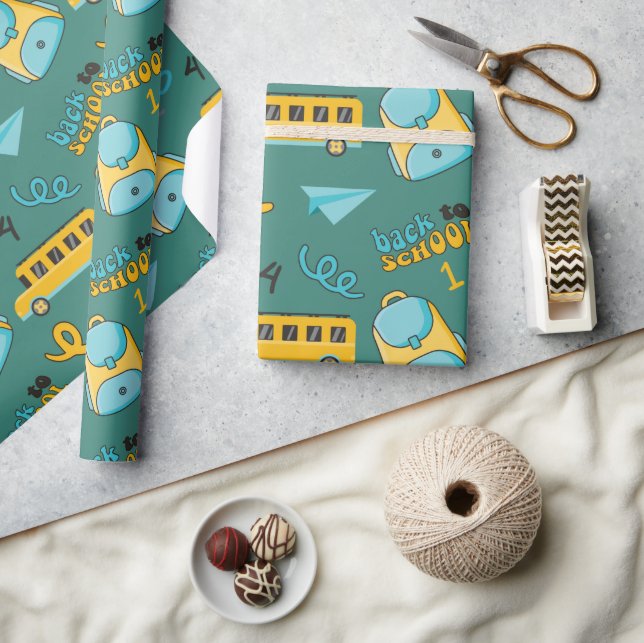 Papel De Presente Papel de enrolamento sem costura: avião, mochila,  (Artesanato)