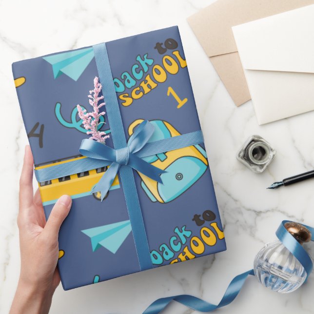 Papel De Presente Papel de enrolamento sem costura: Ônibus escolar,  (Presentear)