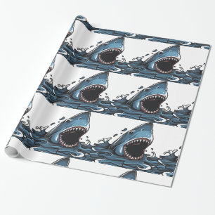 Papel De Presente Papel de enrolamento SHARK CHRISTMAS
