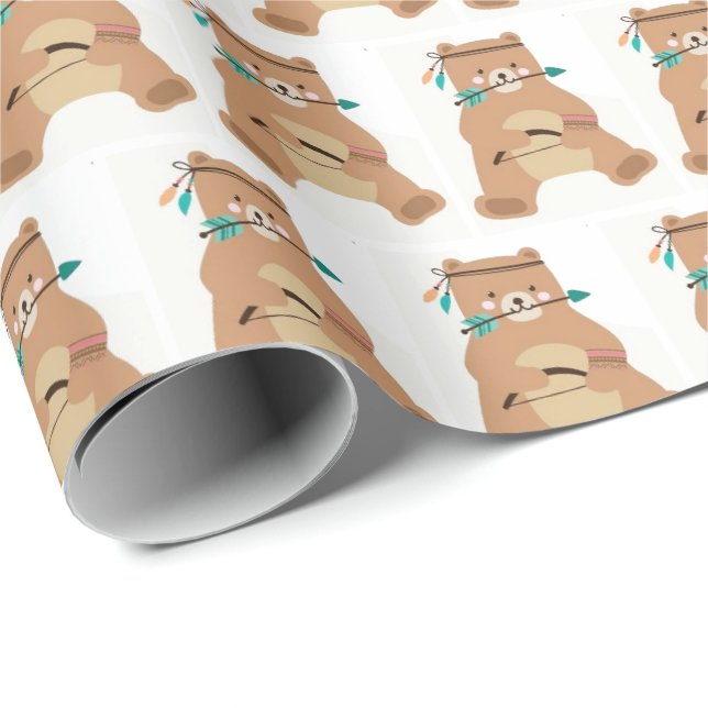 Papel De Presente Papel de enrolamento - Urso de brava de bebê (Ponta do rolo)