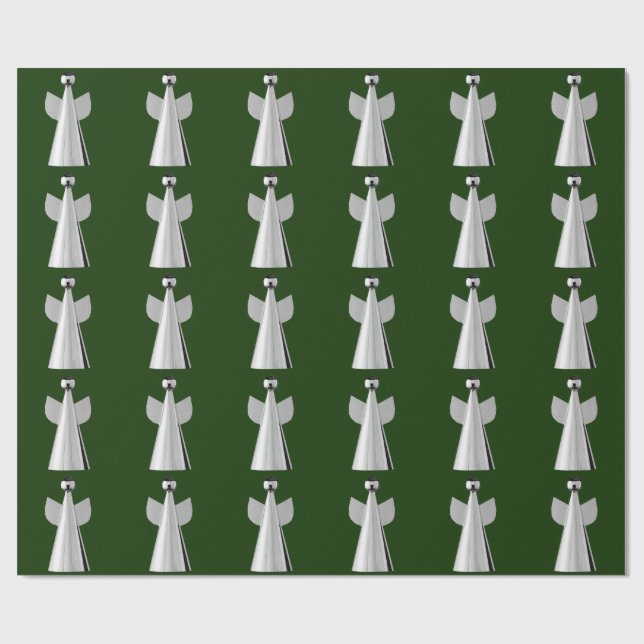 Papel De Presente Papel de enrolamento verde do Silver Angel (Aberto)