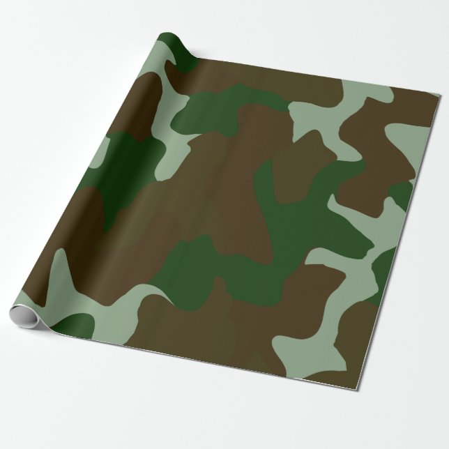 Papel De Presente Papel de enrolamento verde e castanho para camufla (Desenrolado)