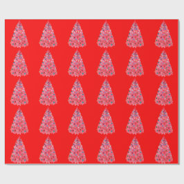Papel De Presente Papel de enrolamento vermelho da árvore de Natal r