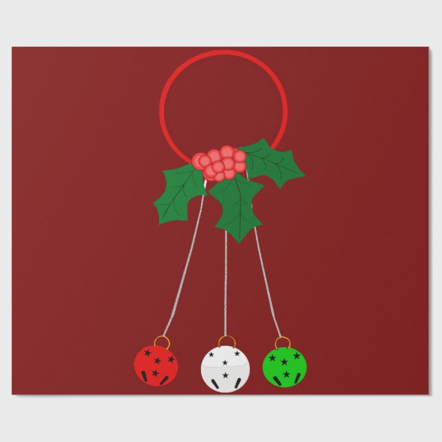 Papel De Presente Papel de enrolamento vermelho de jingle Bells (Aberto)