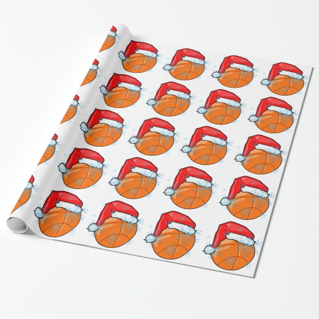 Papel De Presente Papel de envolvimento - basquetebol do papai noel (Desenrolado)
