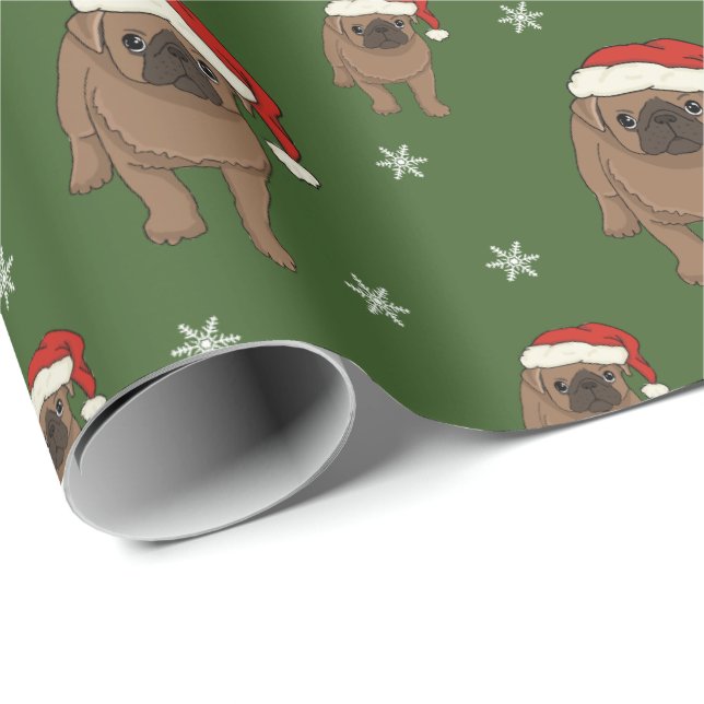 Papel De Presente Papel de envolvimento bonito do Natal do Pug (Ponta do rolo)