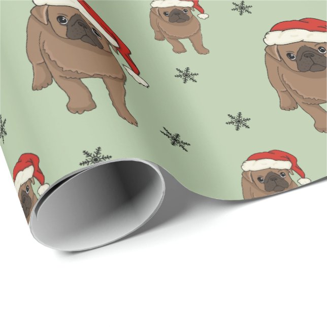 Papel De Presente Papel de envolvimento bonito do Natal do Pug (Ponta do rolo)
