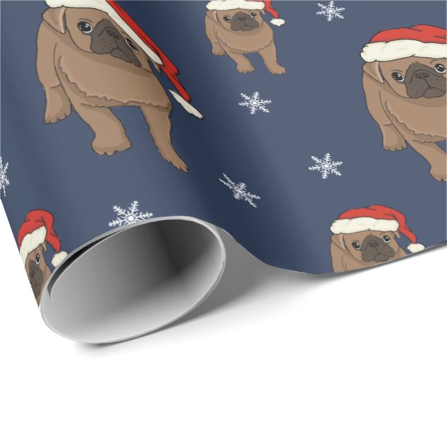Papel De Presente Papel de envolvimento bonito do Natal do Pug (Ponta do rolo)