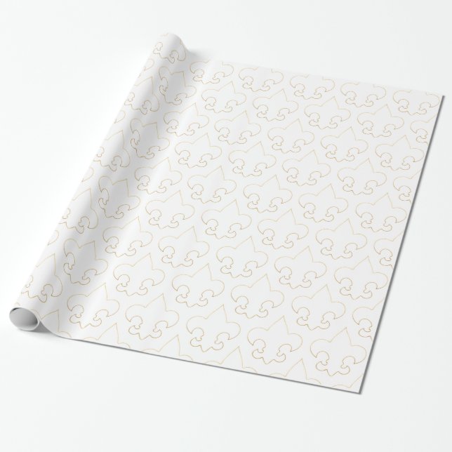 Papel De Presente Papel de envolvimento branco & Dourado elegante da (Desenrolado)